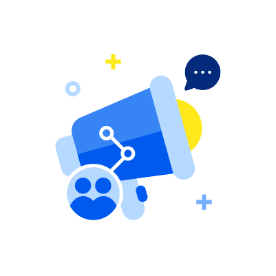 A blue loudspeaker